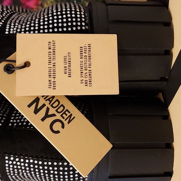 Womens Madden NYC Chunky Lug Combat Boots with Rhinestones - Picture 10 of 16